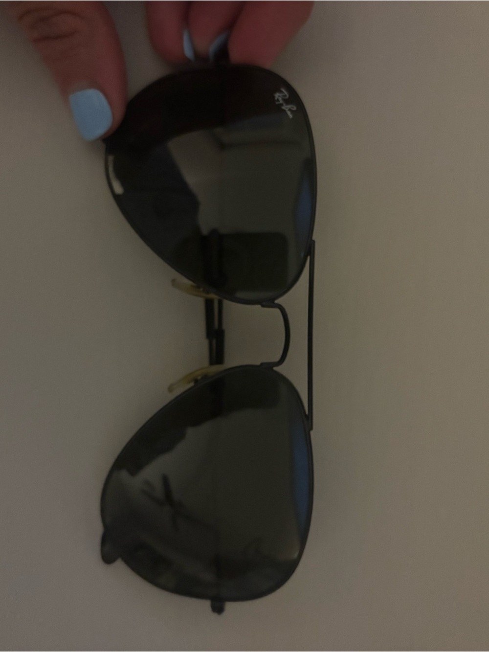 Ray-Ban Aviator Sunglasses - Black Frame with Green Lenses - Picture 4 of 4